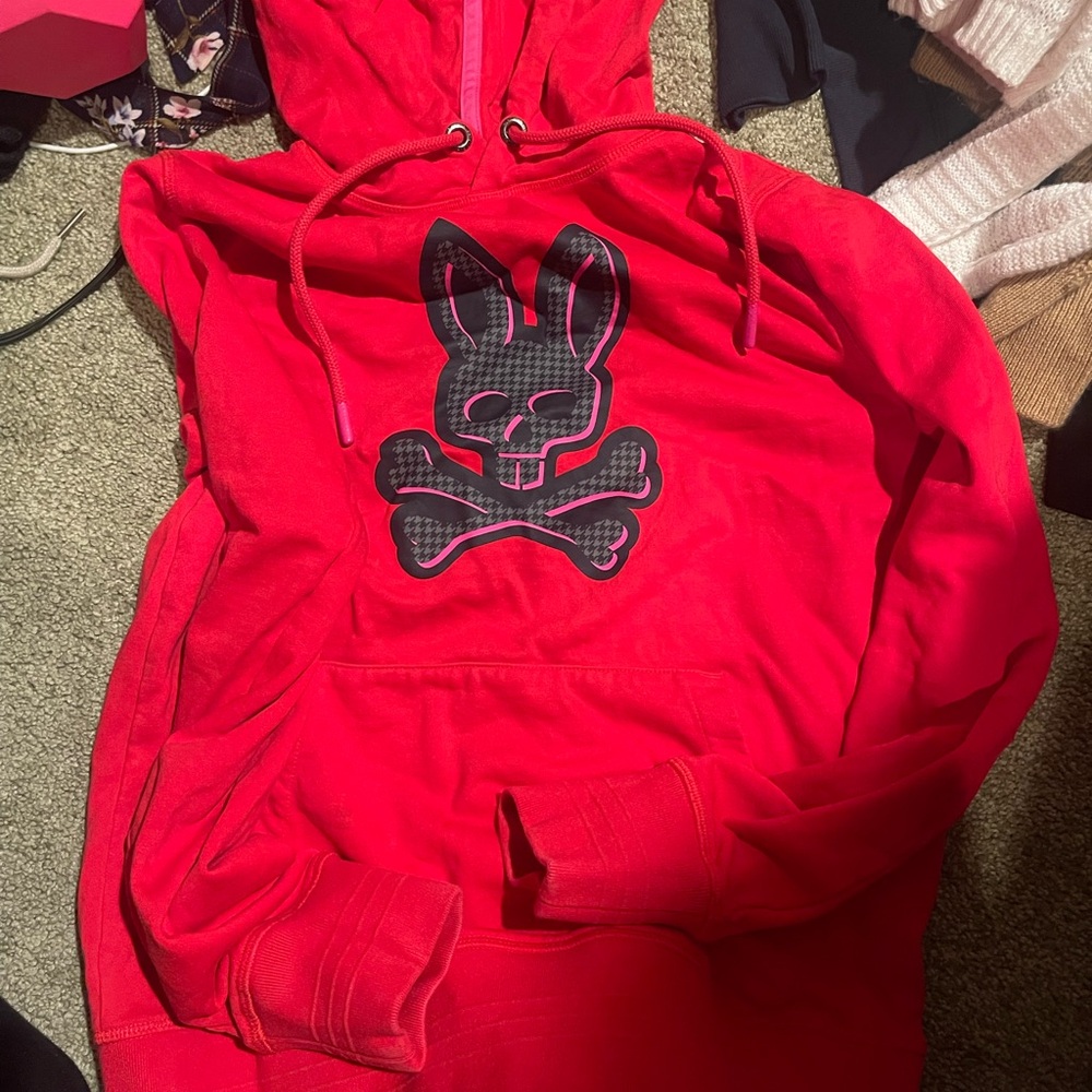 Psycho Bunny Red Hoodie with Black Logo